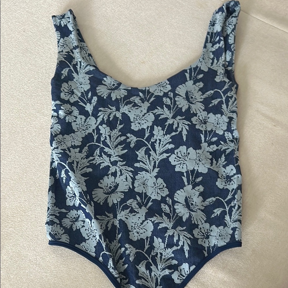 Free People Floral Chemise - Blue and Gray